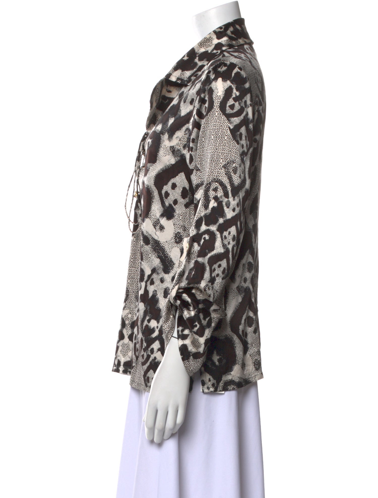 St. John Silk Printed Button-Up Top