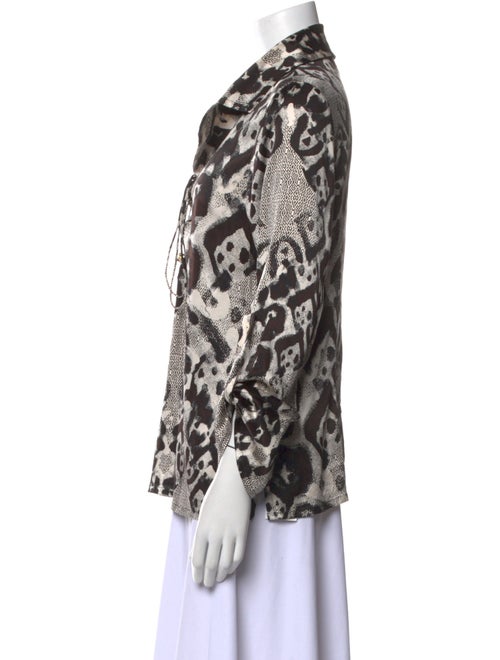 St. John Silk Printed Button-Up Top