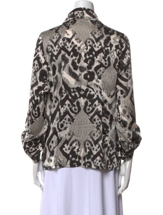 St. John Silk Printed Button-Up Top