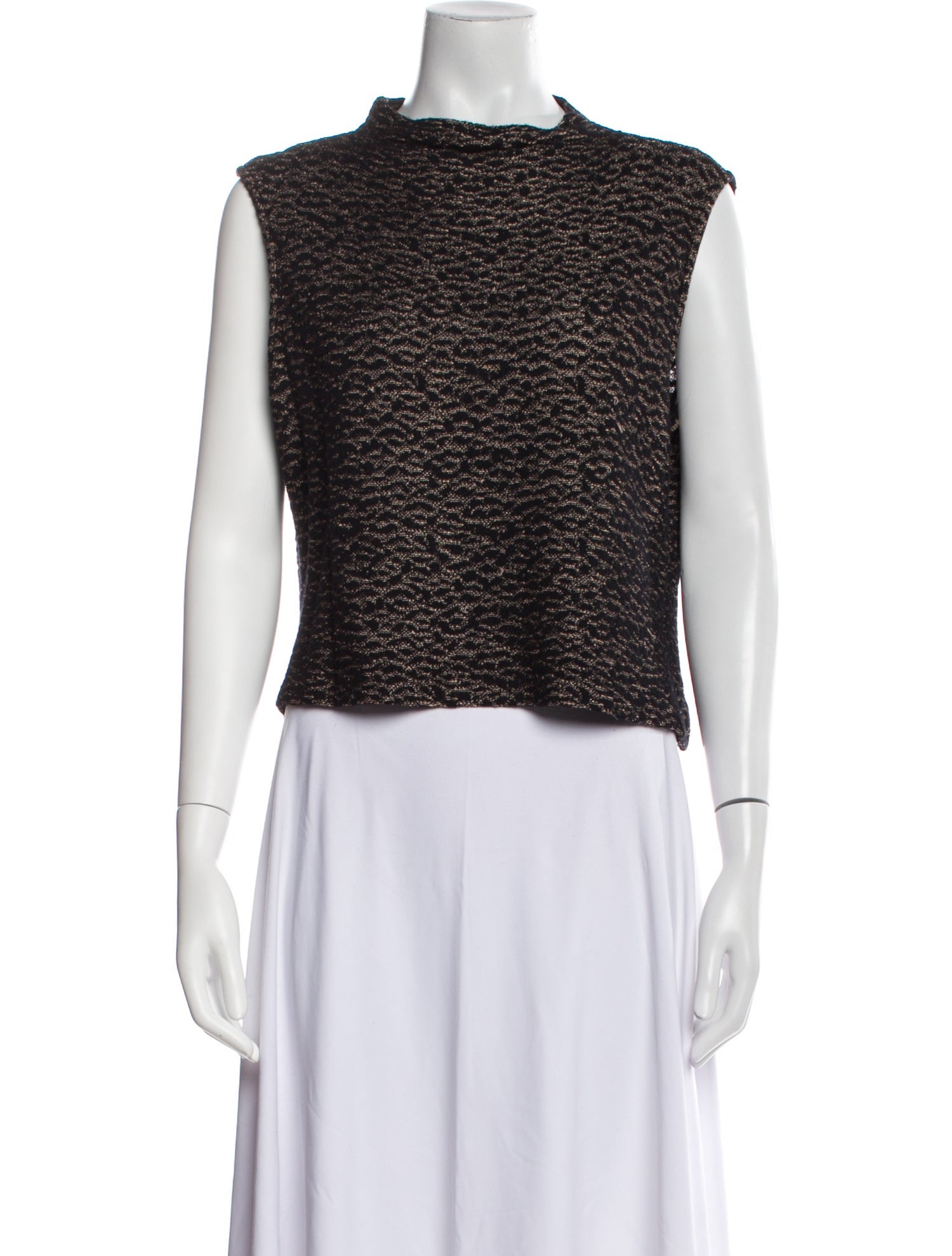 St. John Mock Neck Sleeveless Crop Top