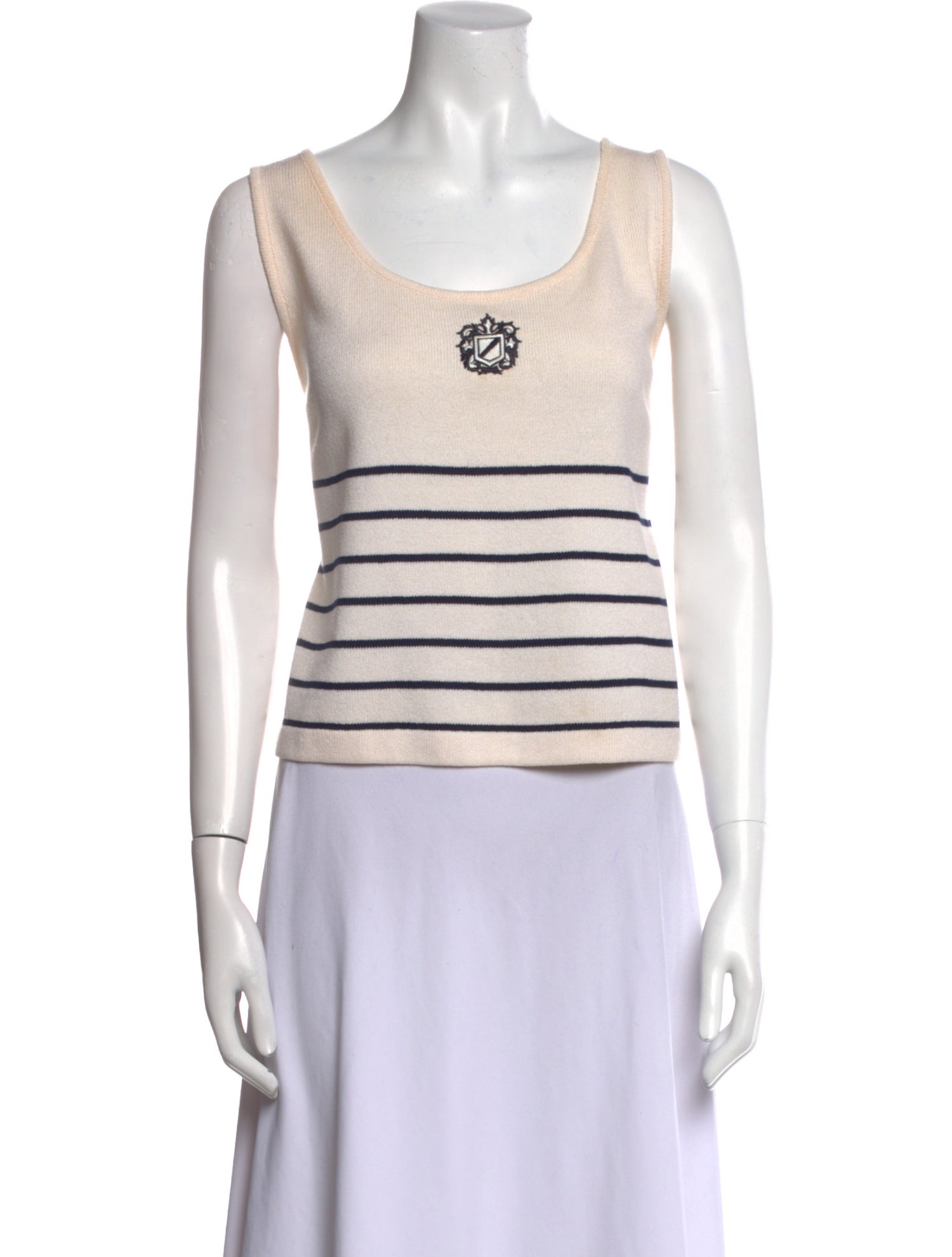 St. John Collection Striped Scoop Neck Top