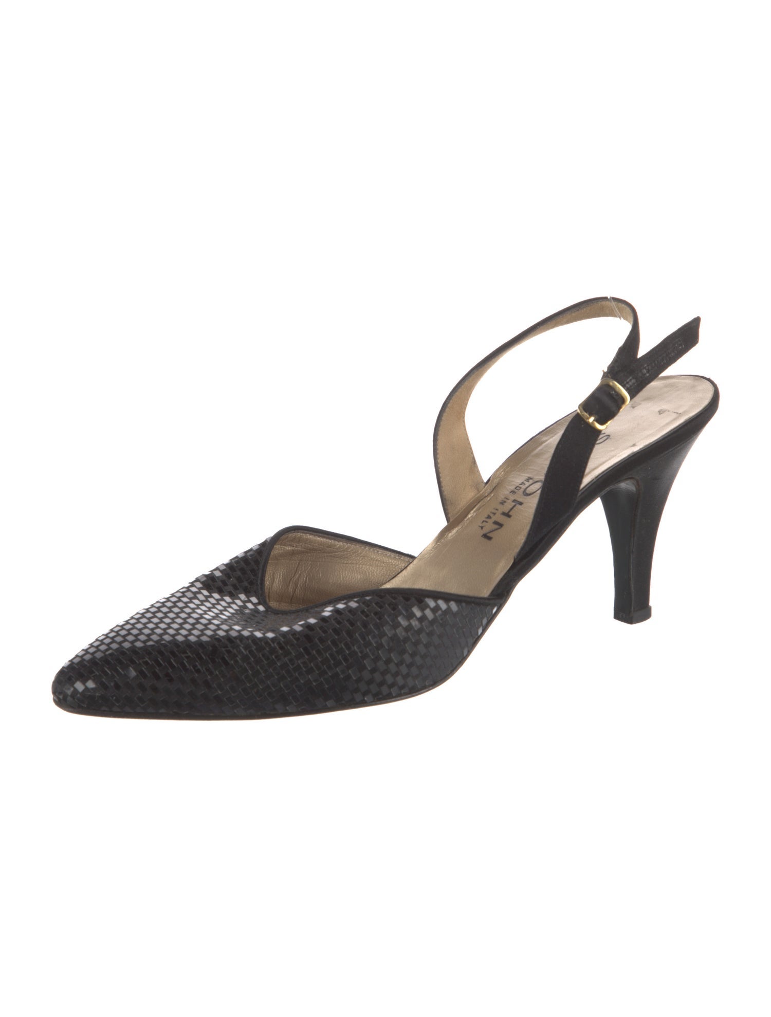 St. John Satin Sequin Embellishments Slingback Pumps