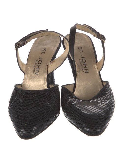 St. John Satin Sequin Embellishments Slingback Pumps