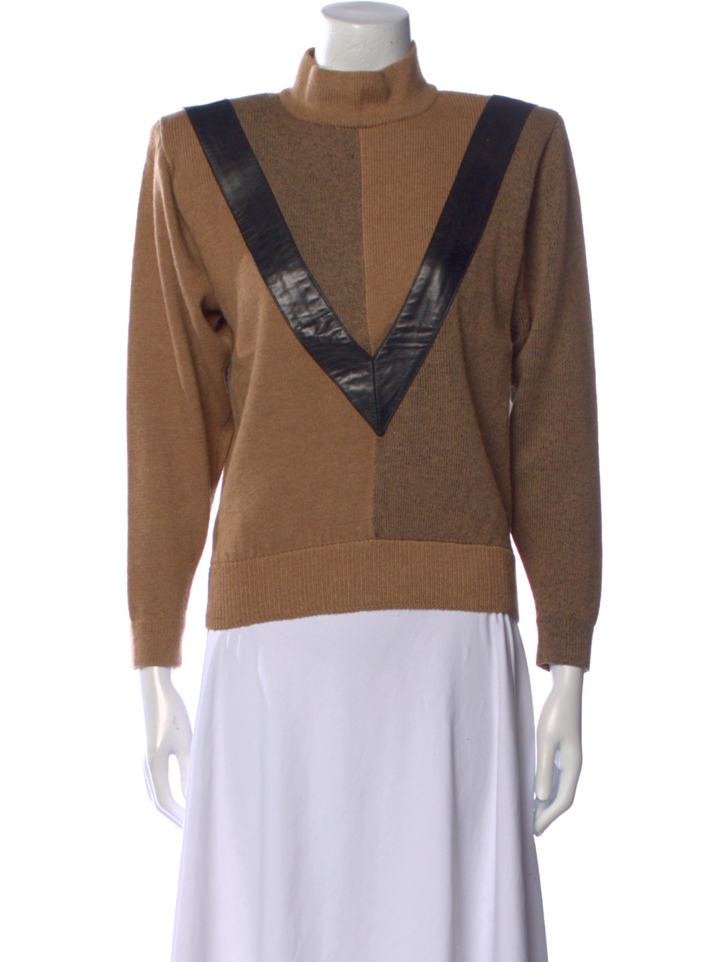 St. John Colorblock Pattern Mock Neck Sweater