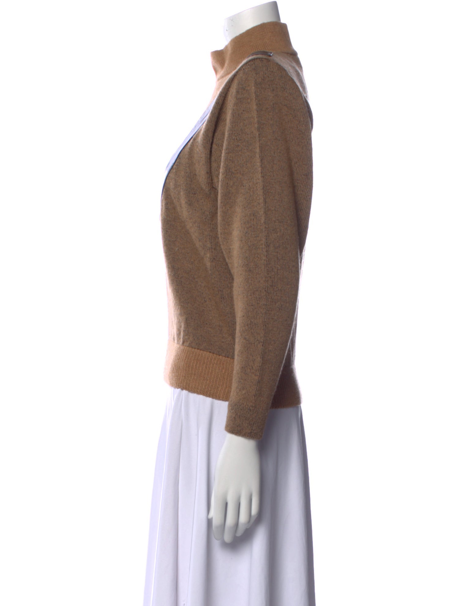St. John Colorblock Pattern Mock Neck Sweater