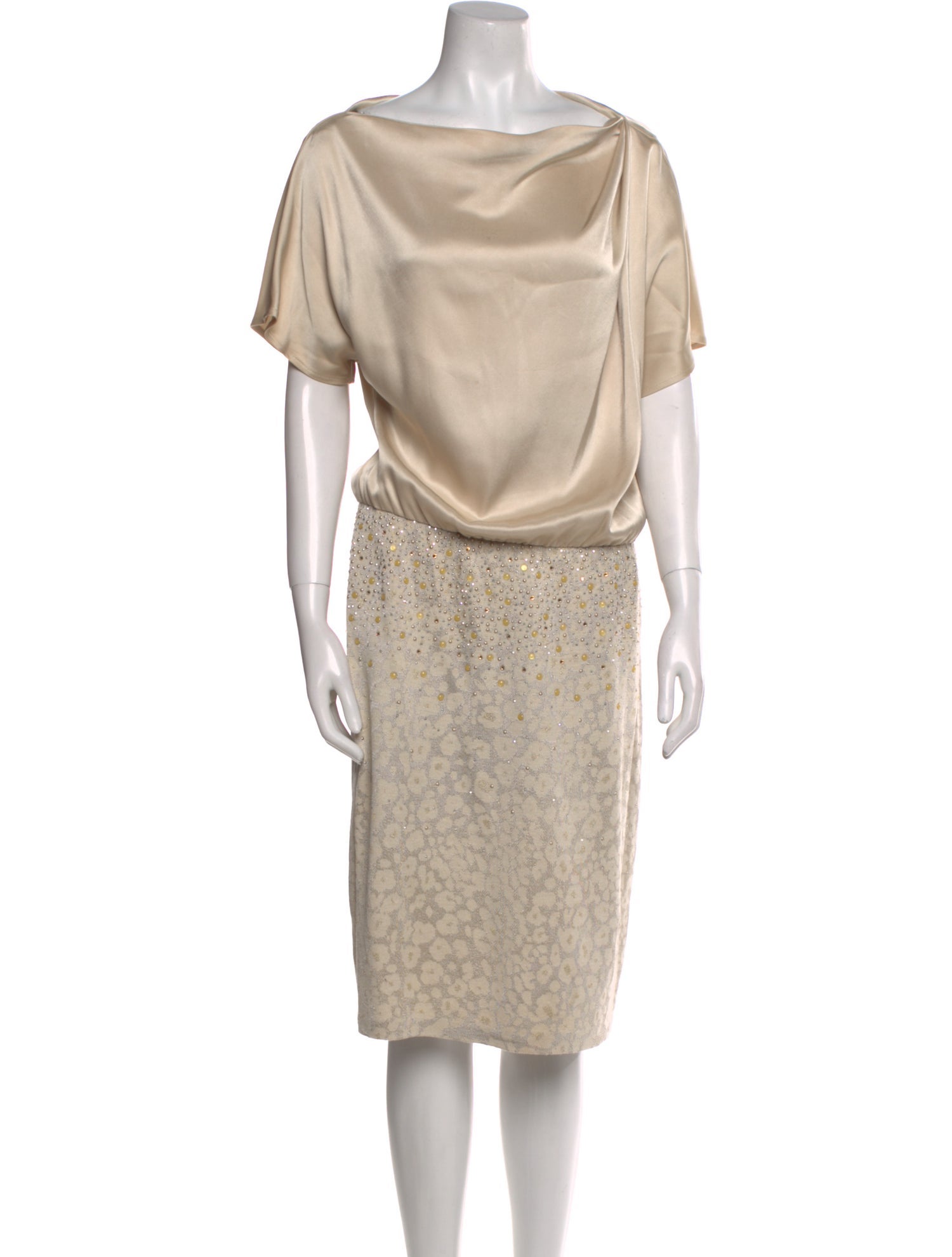 St. John Cowl Neck Midi Length Dress