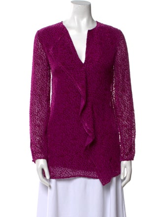 St. John Printed V-Neck Blouse