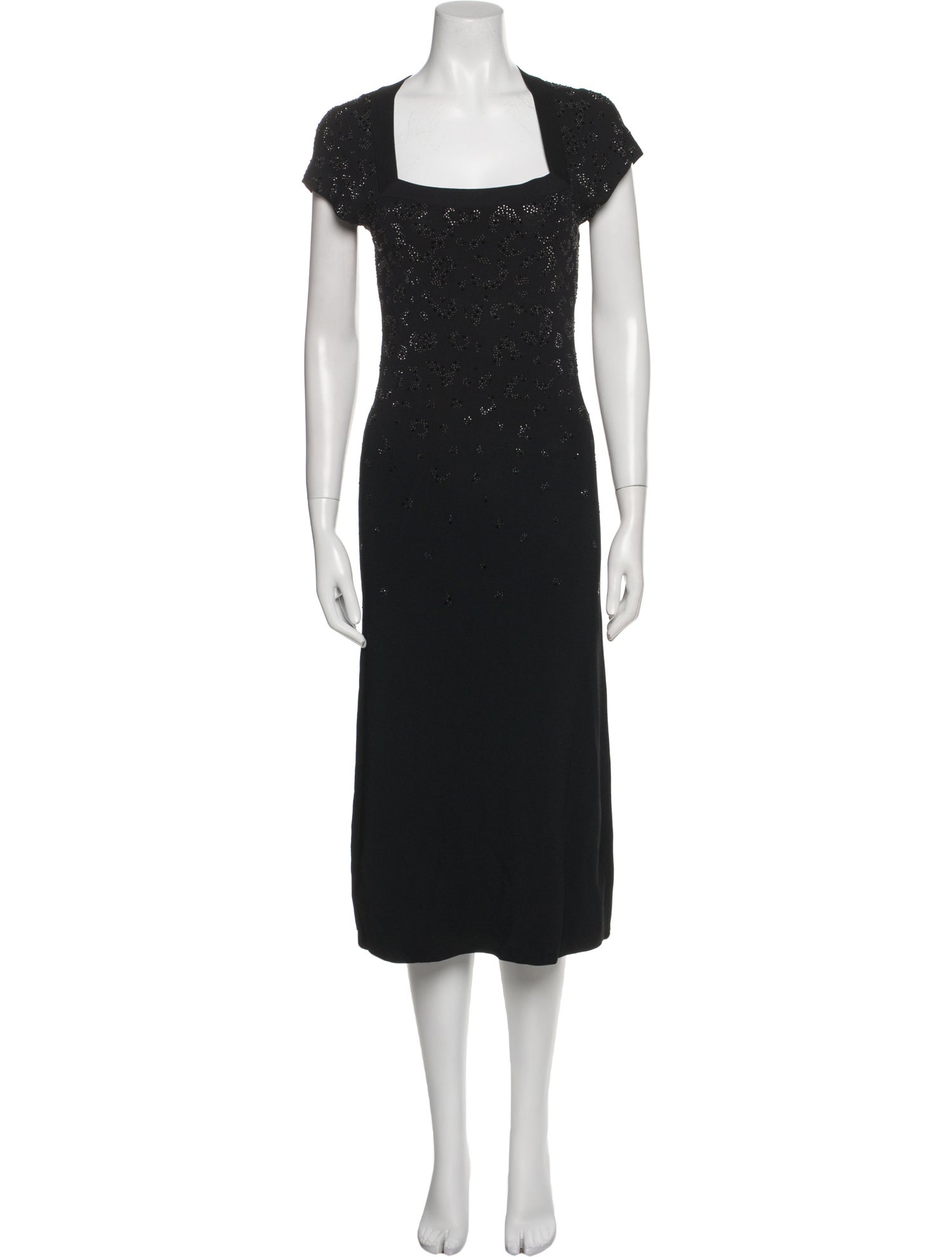 St. John Square Neckline Midi Length Dress