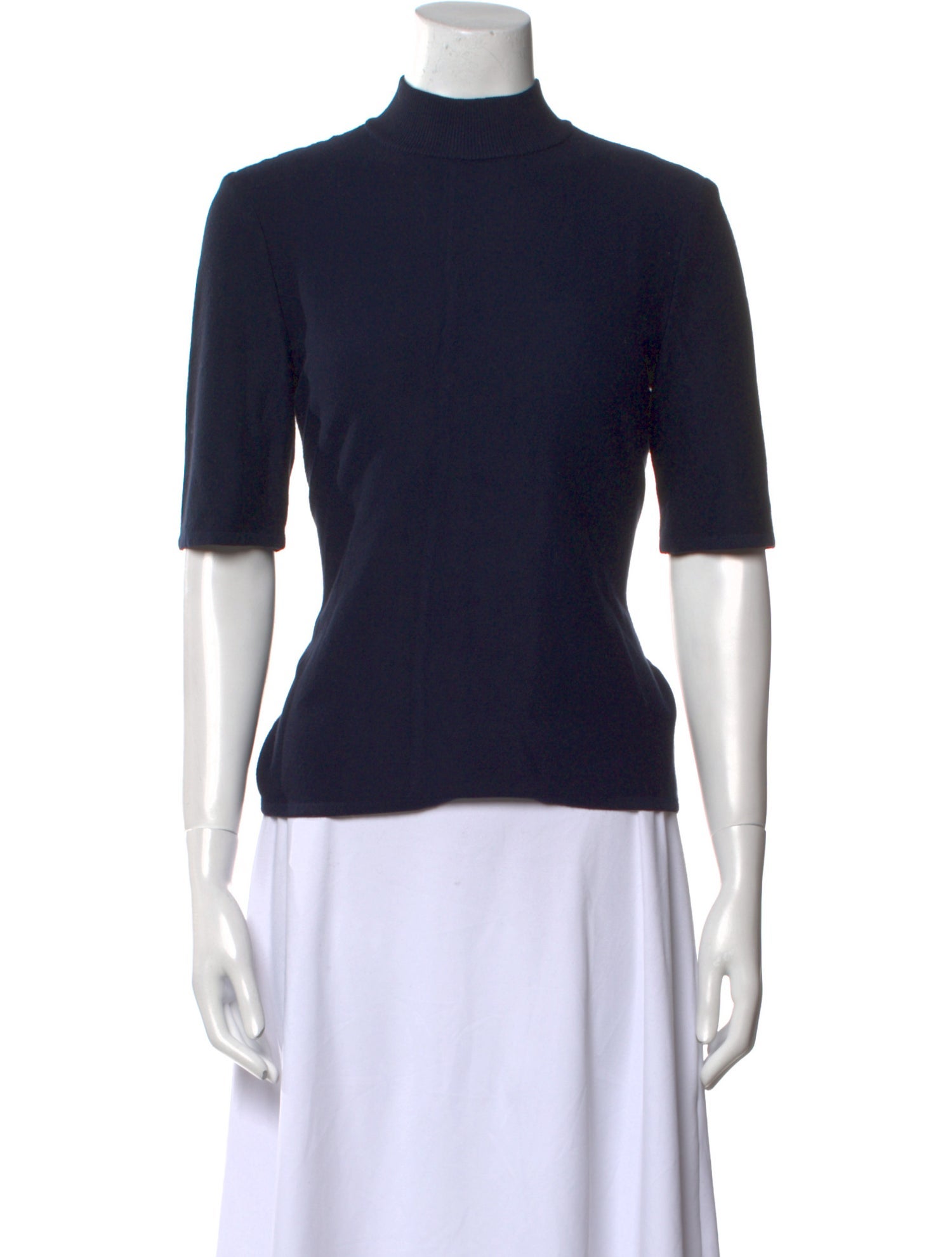 St. John Mock Neck Short Sleeve Top