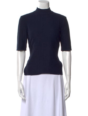 St. John Mock Neck Short Sleeve Top