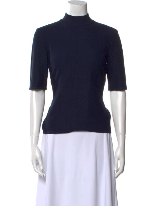 St. John Mock Neck Short Sleeve Top