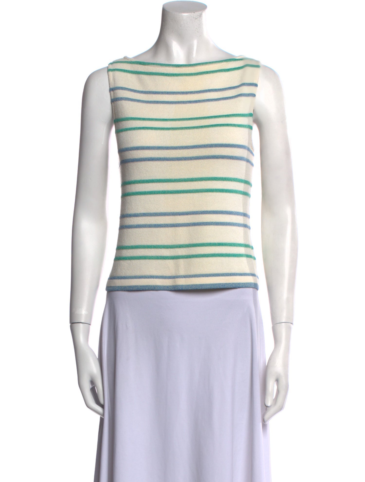 St. John Striped Bateau Neckline Crop Top