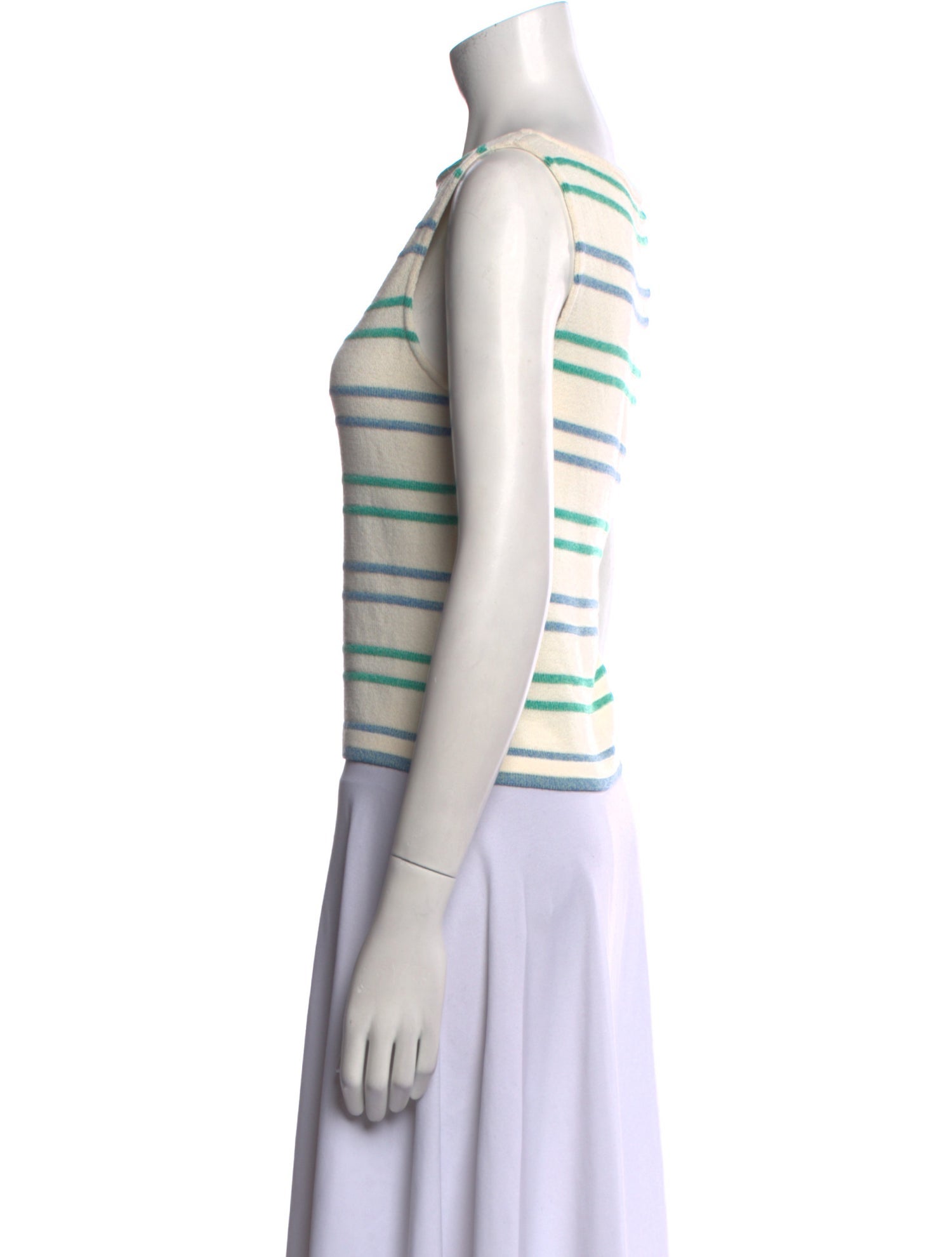 St. John Striped Bateau Neckline Crop Top