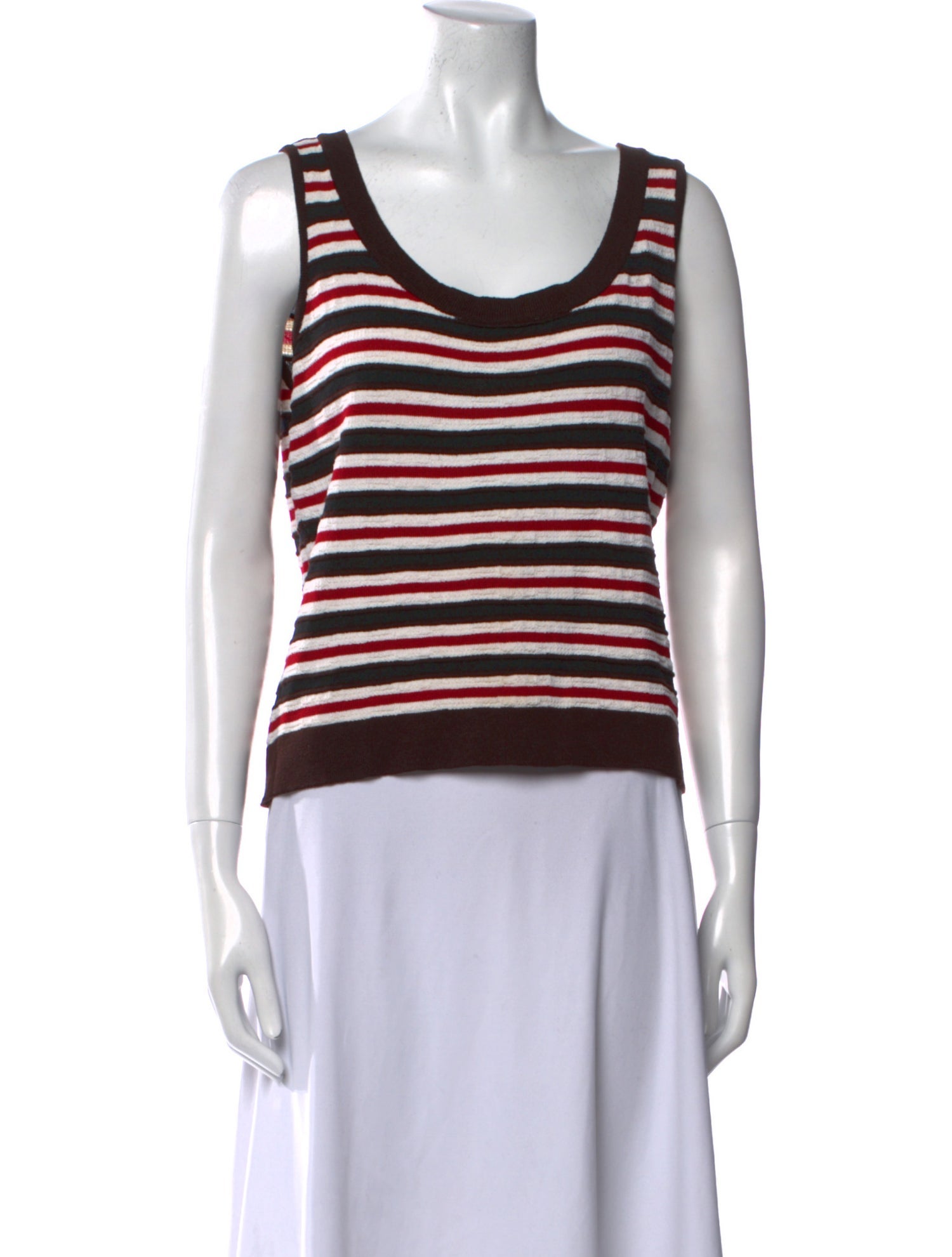 St. John Striped Scoop Neck Top