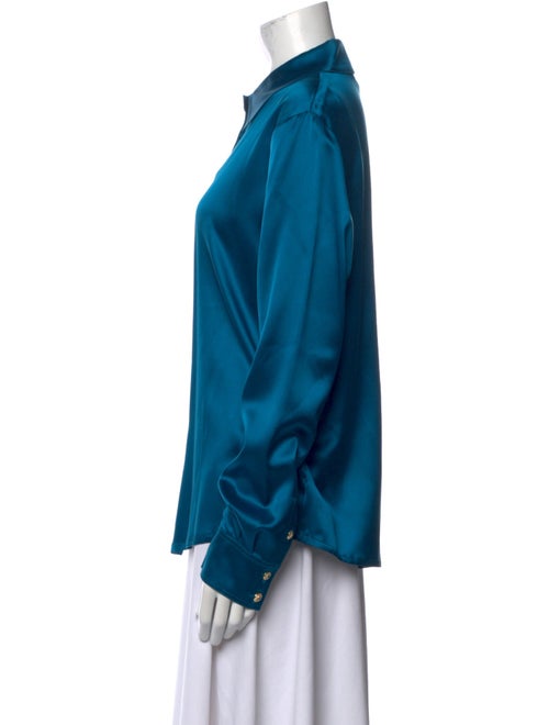 St. John Silk Long Sleeve Button-Up Top