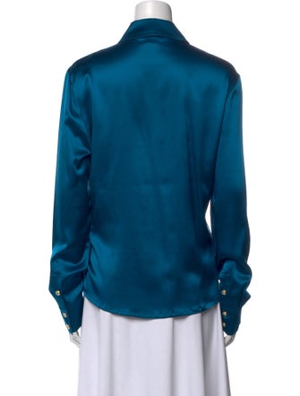 St. John Silk Long Sleeve Button-Up Top