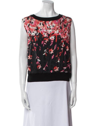 St. John Printed Scoop Neck Top