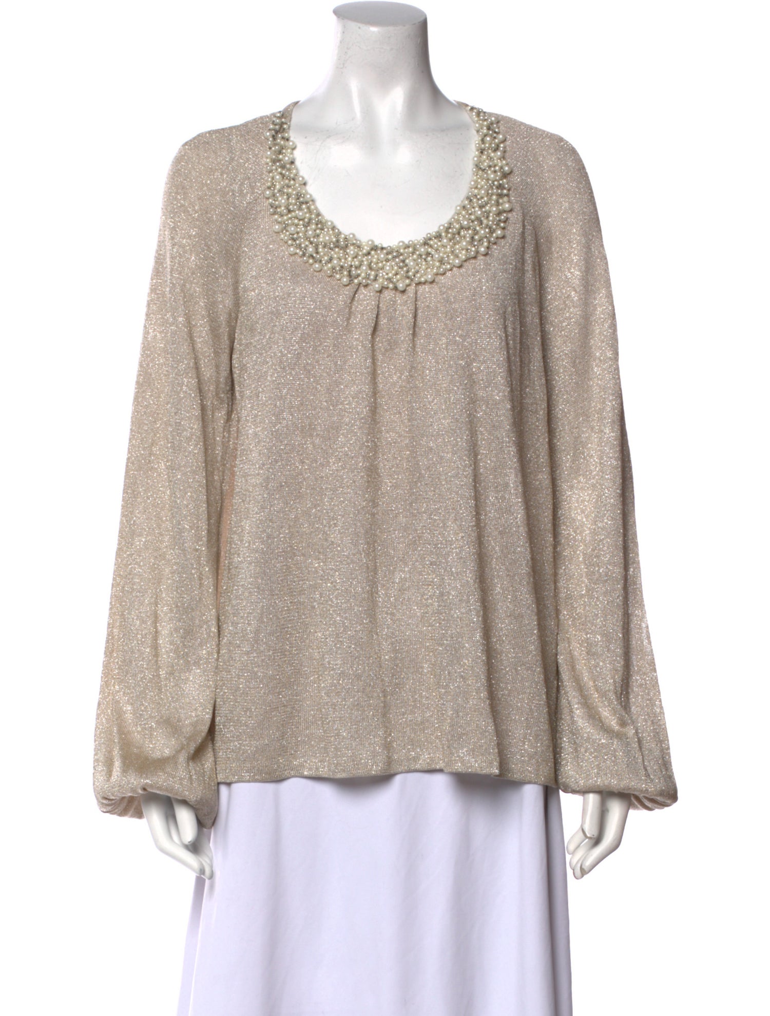 St. John Scoop Neck Long Sleeve Blouse