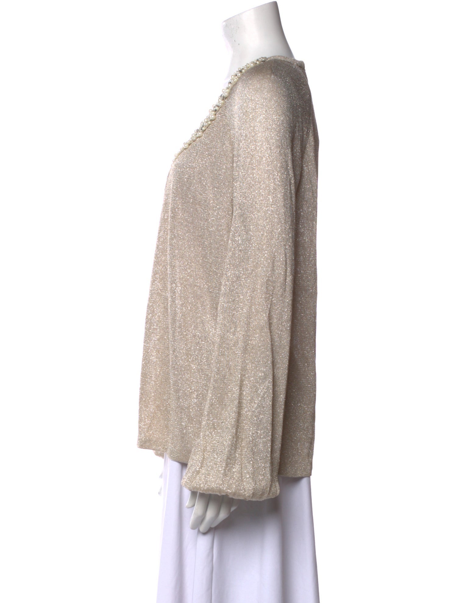 St. John Scoop Neck Long Sleeve Blouse