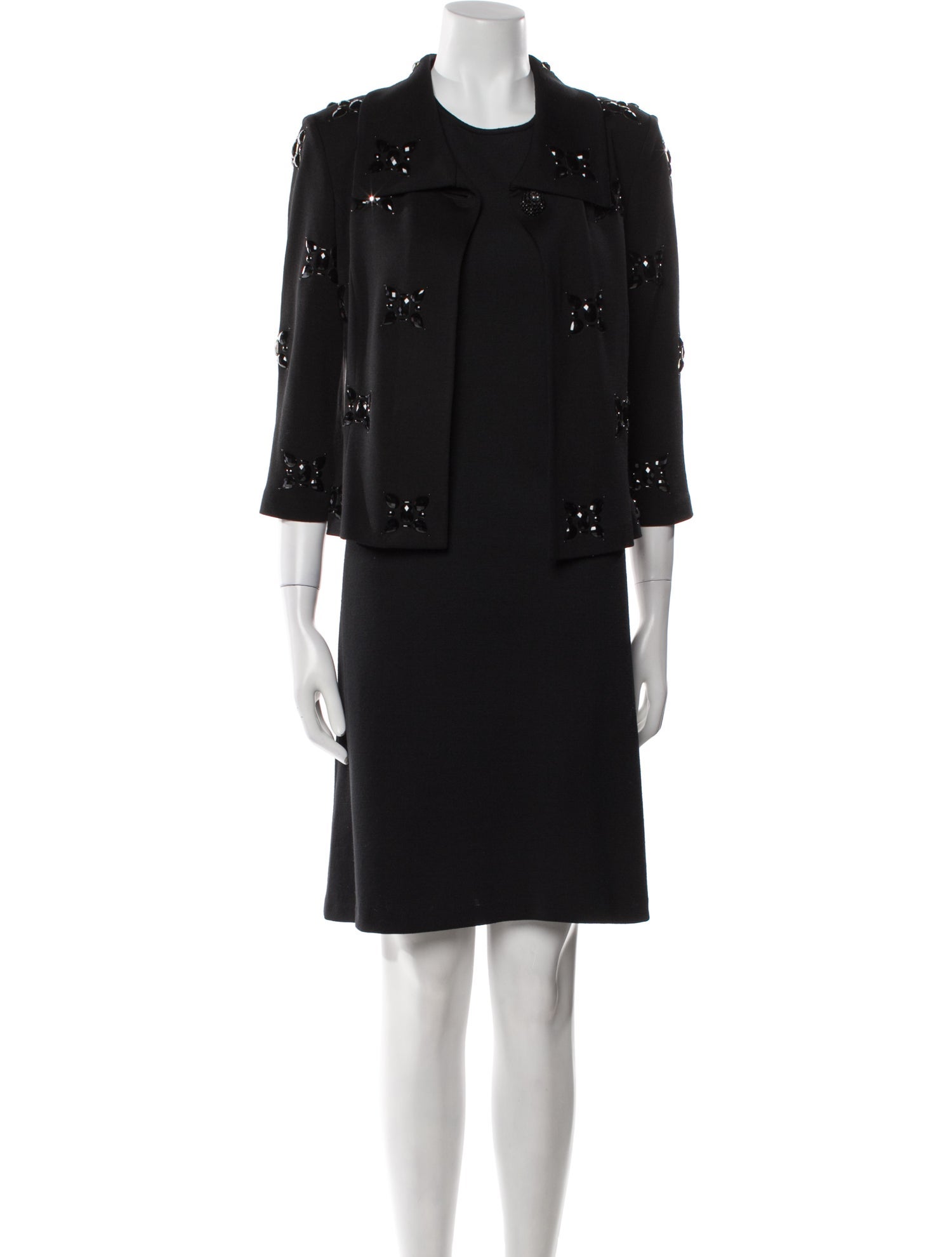 St. John Wool Crystal Embellishments Dress Set