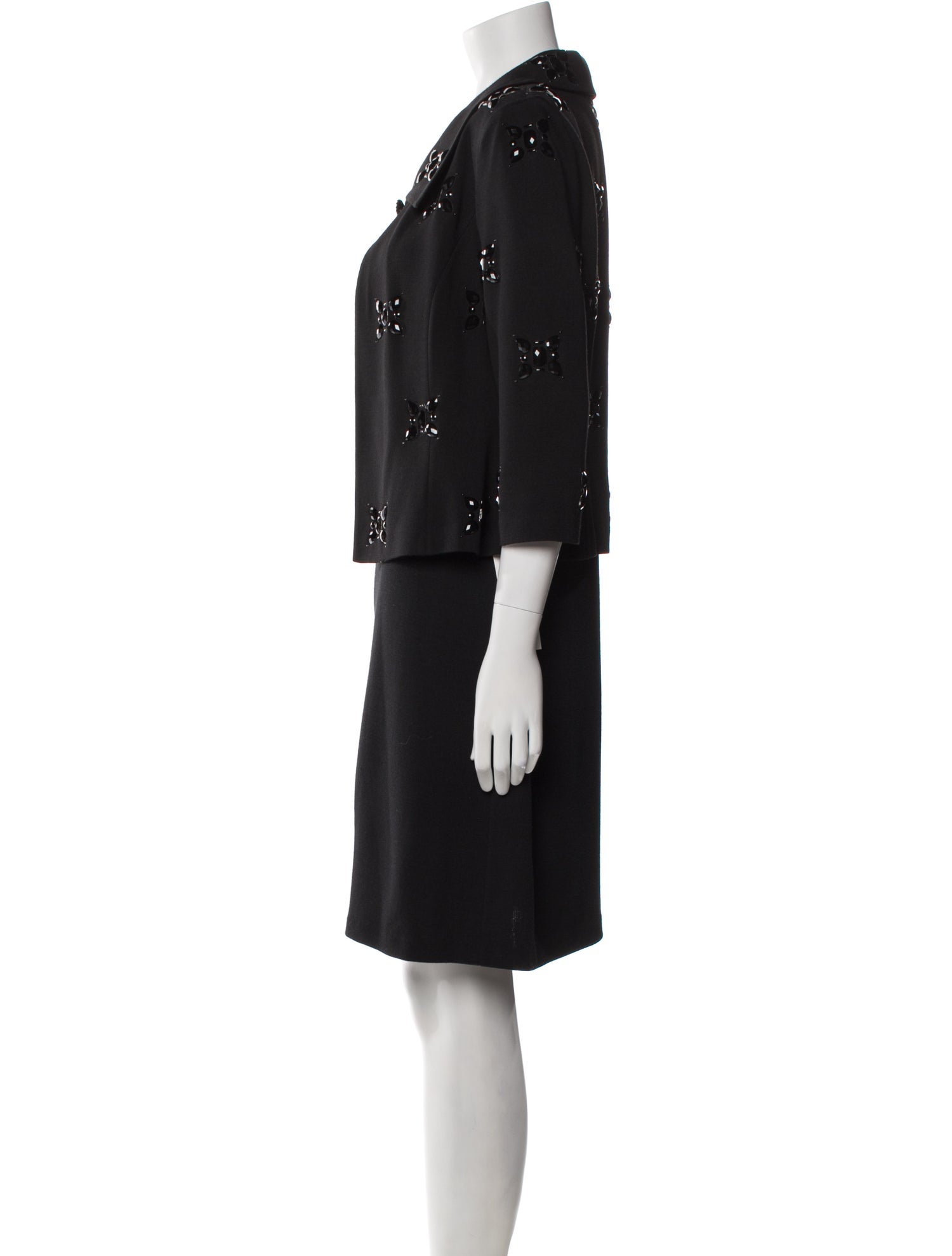 St. John Wool Crystal Embellishments Dress Set