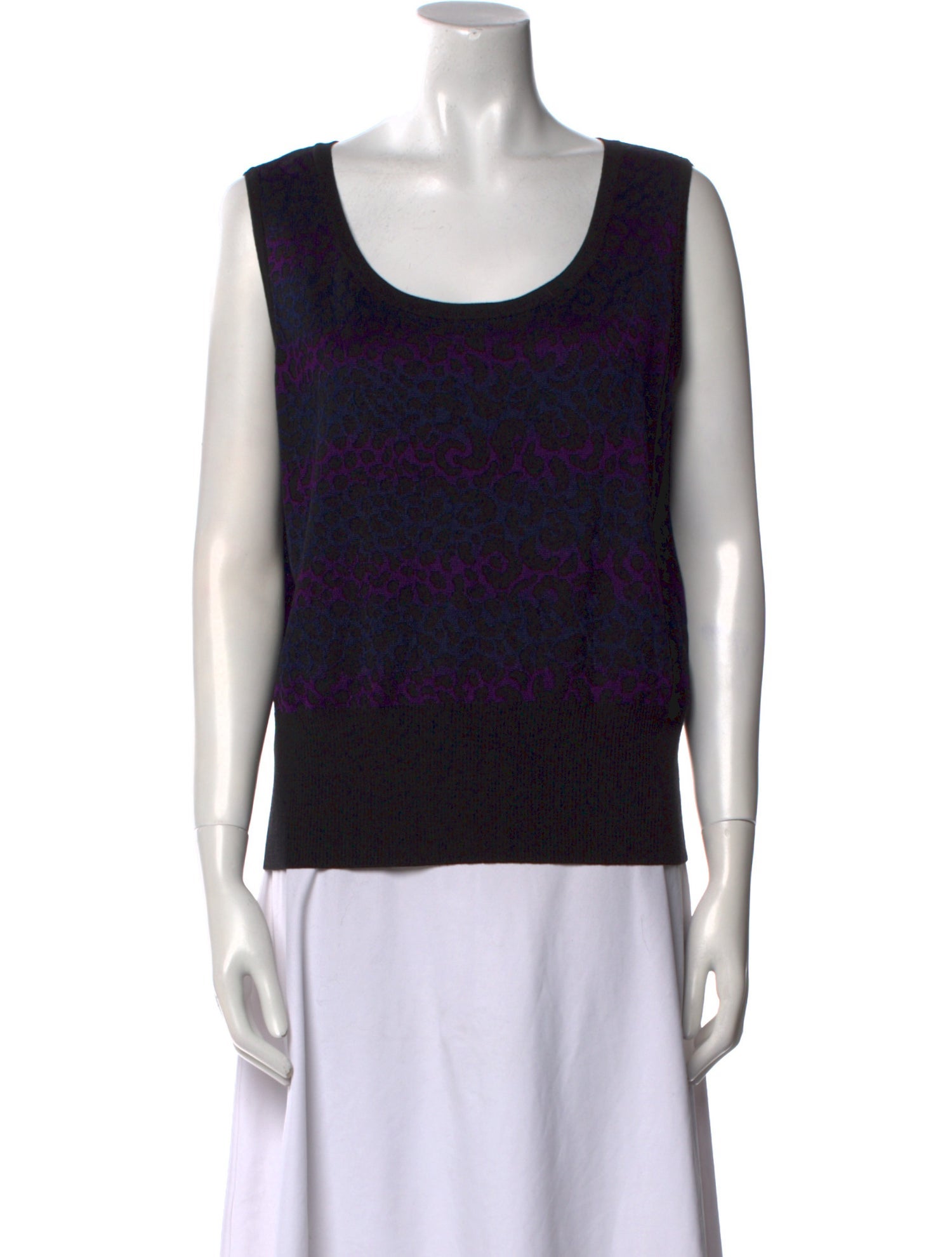 St. John Animal Print Scoop Neck Sweater