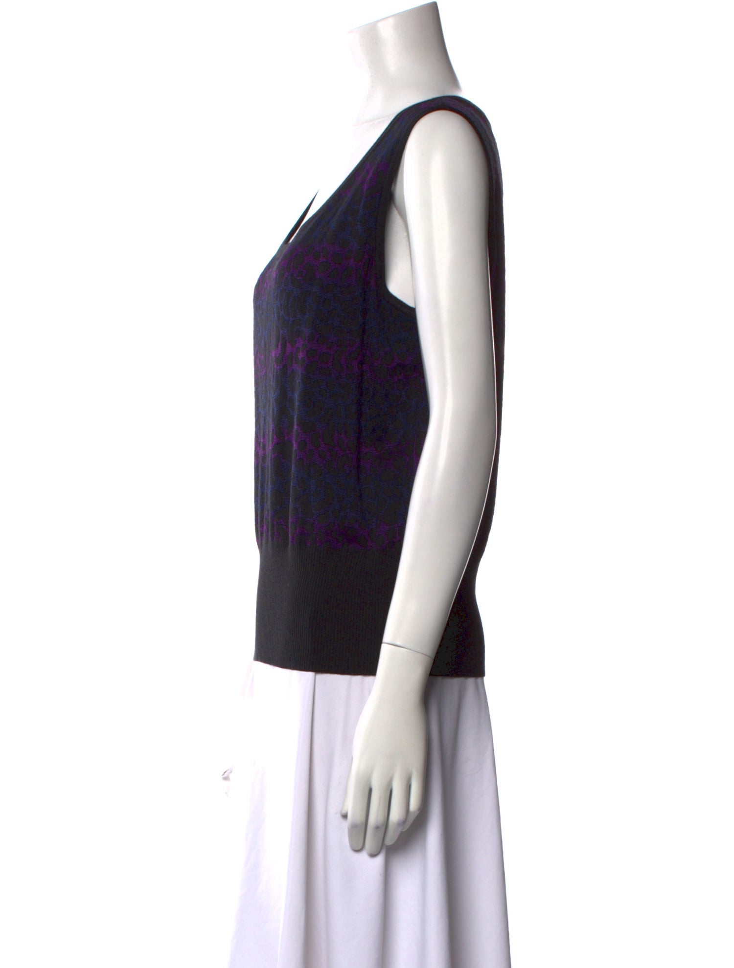 St. John Animal Print Scoop Neck Sweater