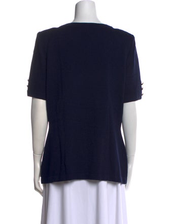 St. John Wool Scoop Neck Button-Up Top