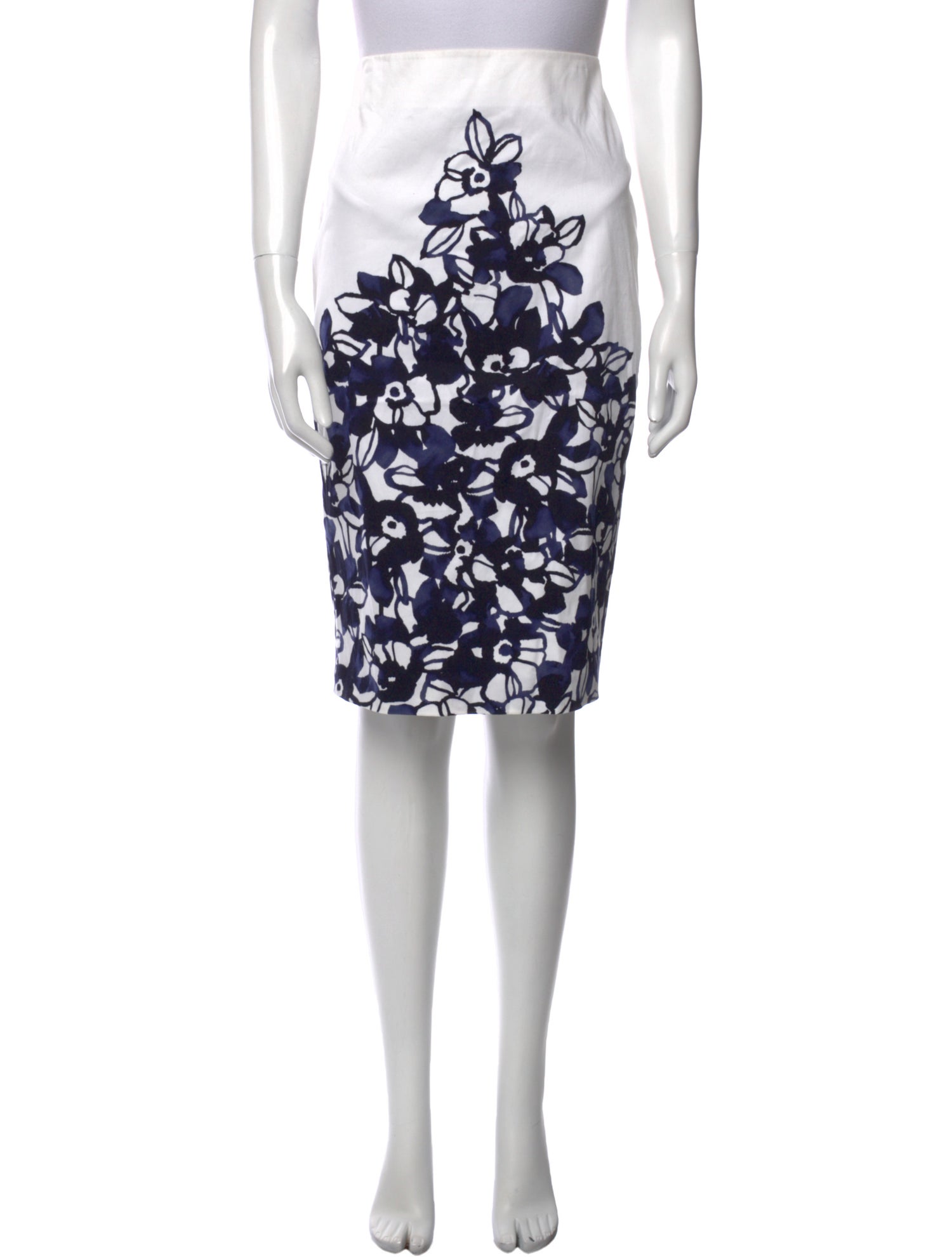 St. John Floral Print Knee-Length Skirt