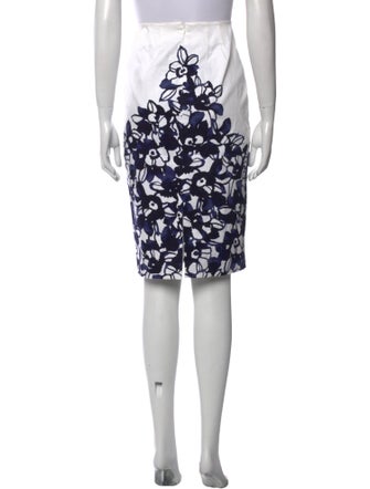 St. John Floral Print Knee-Length Skirt
