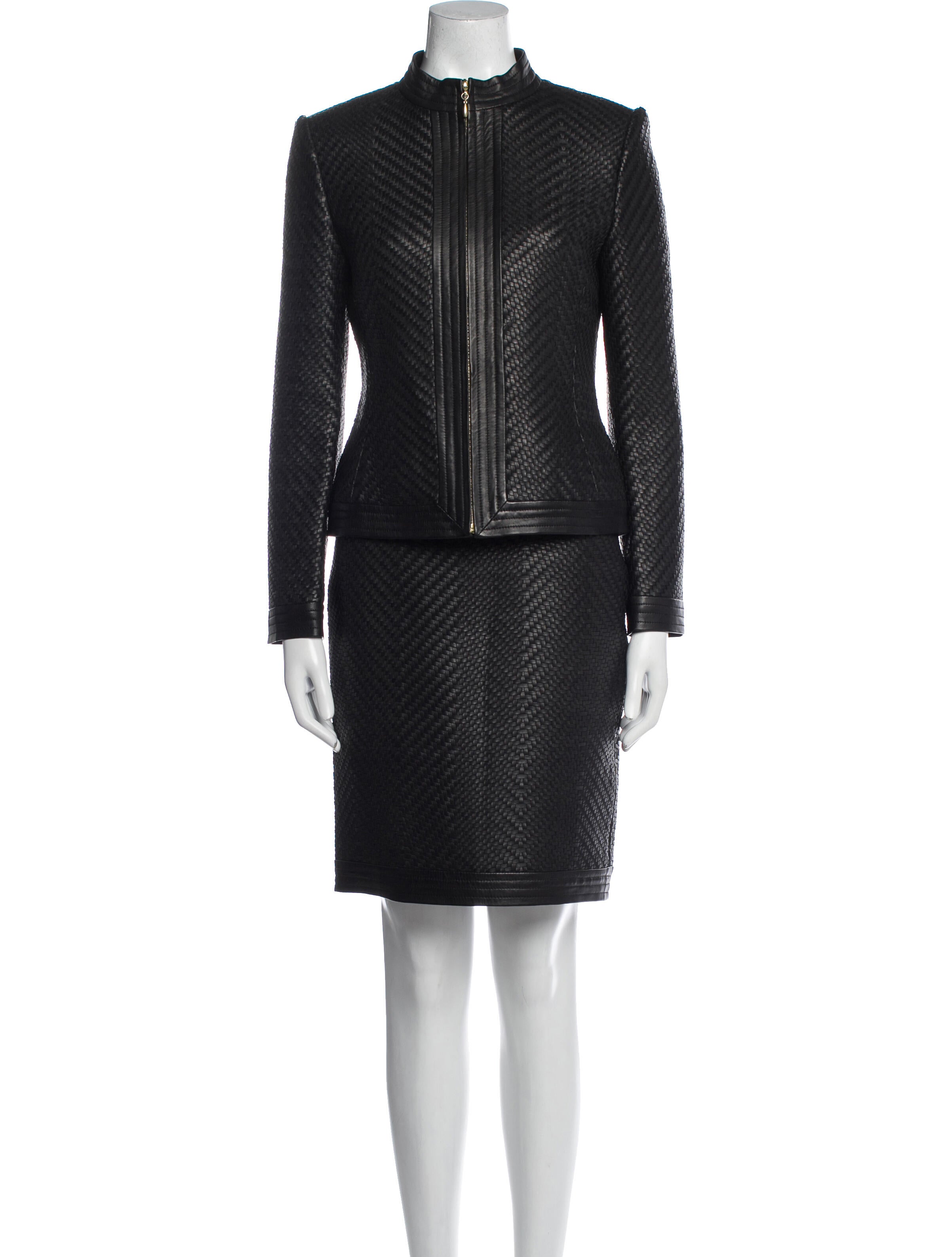 St. John Lamb Leather Skirt Set