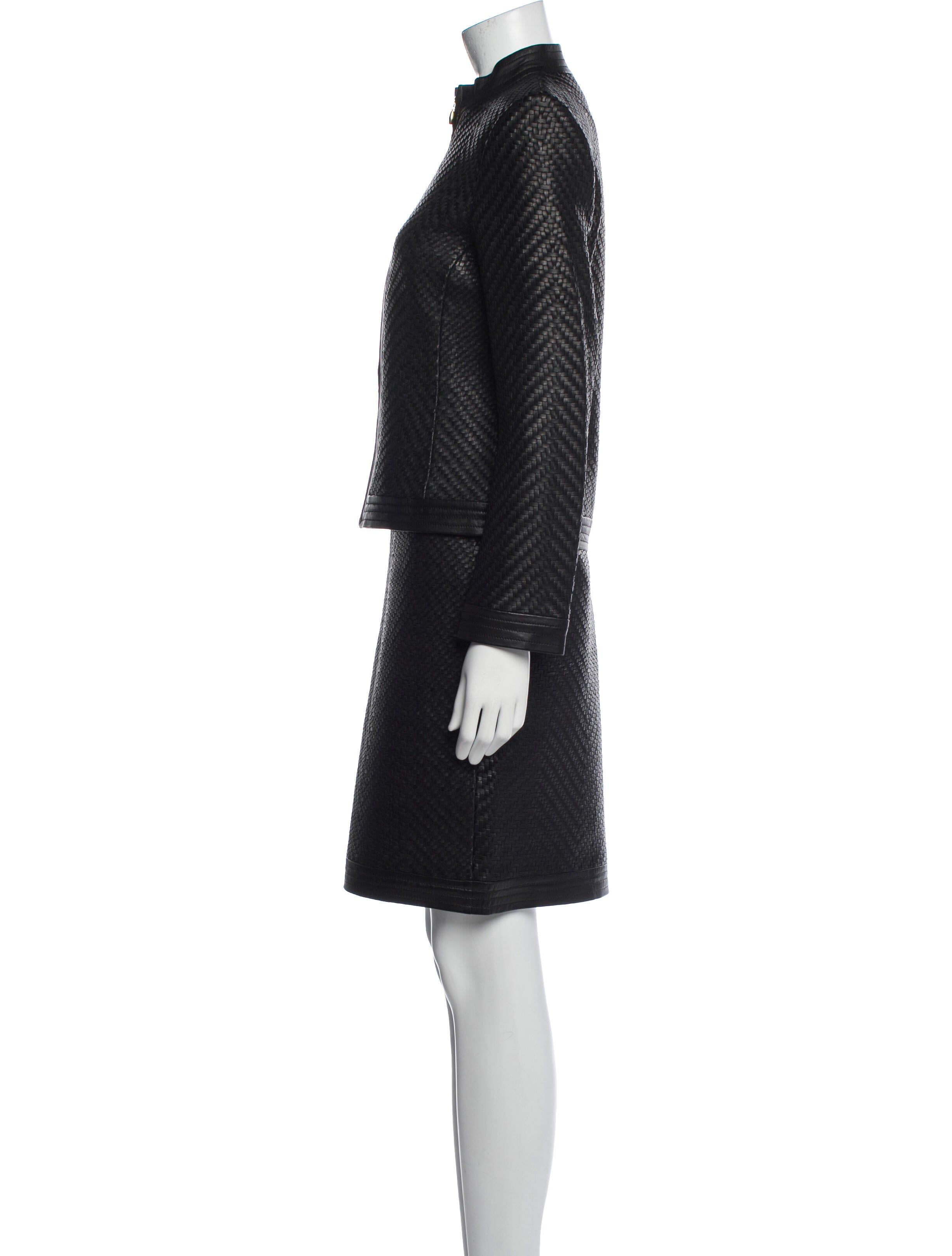 St. John Lamb Leather Skirt Set