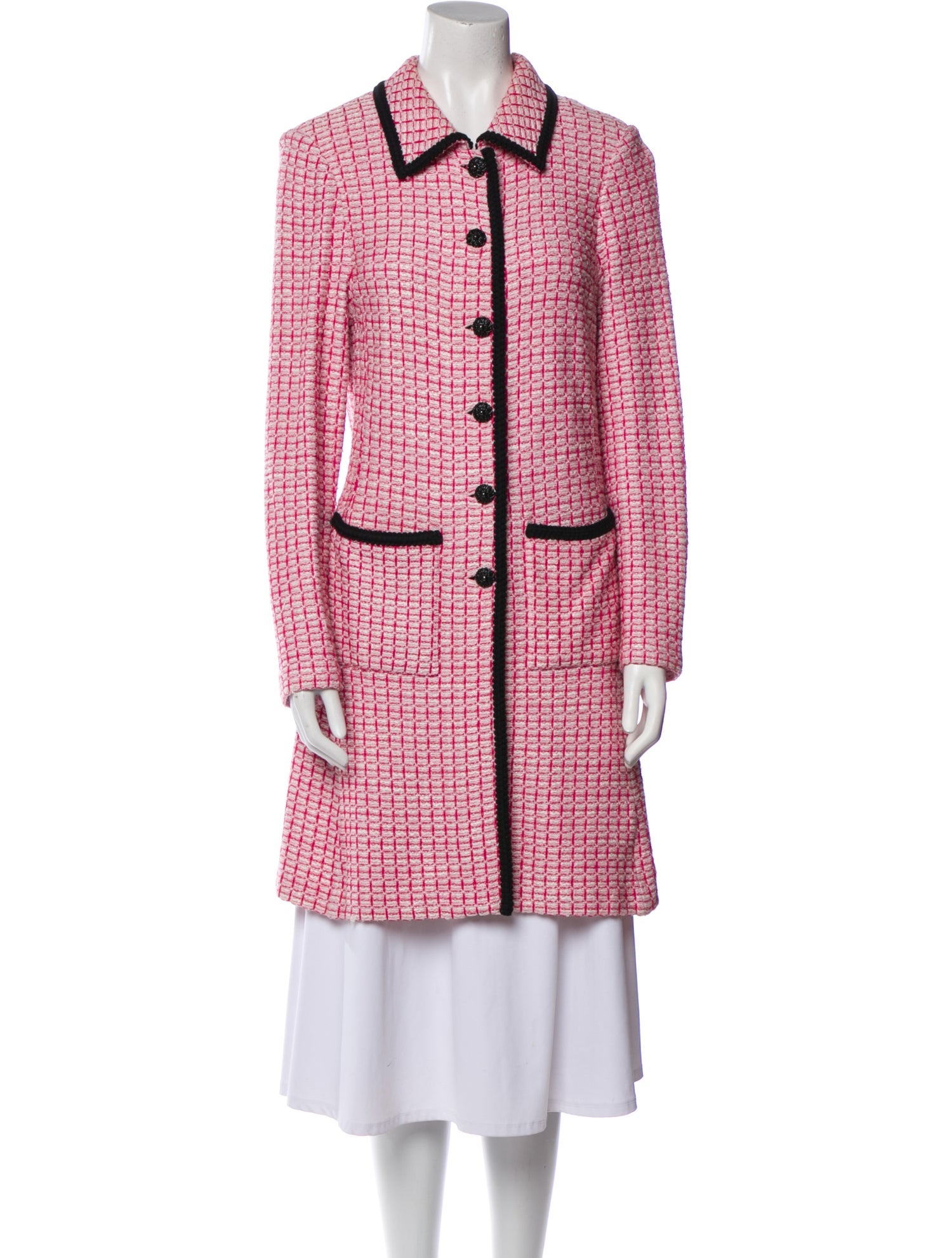 St. John Plaid Print Trench Coat