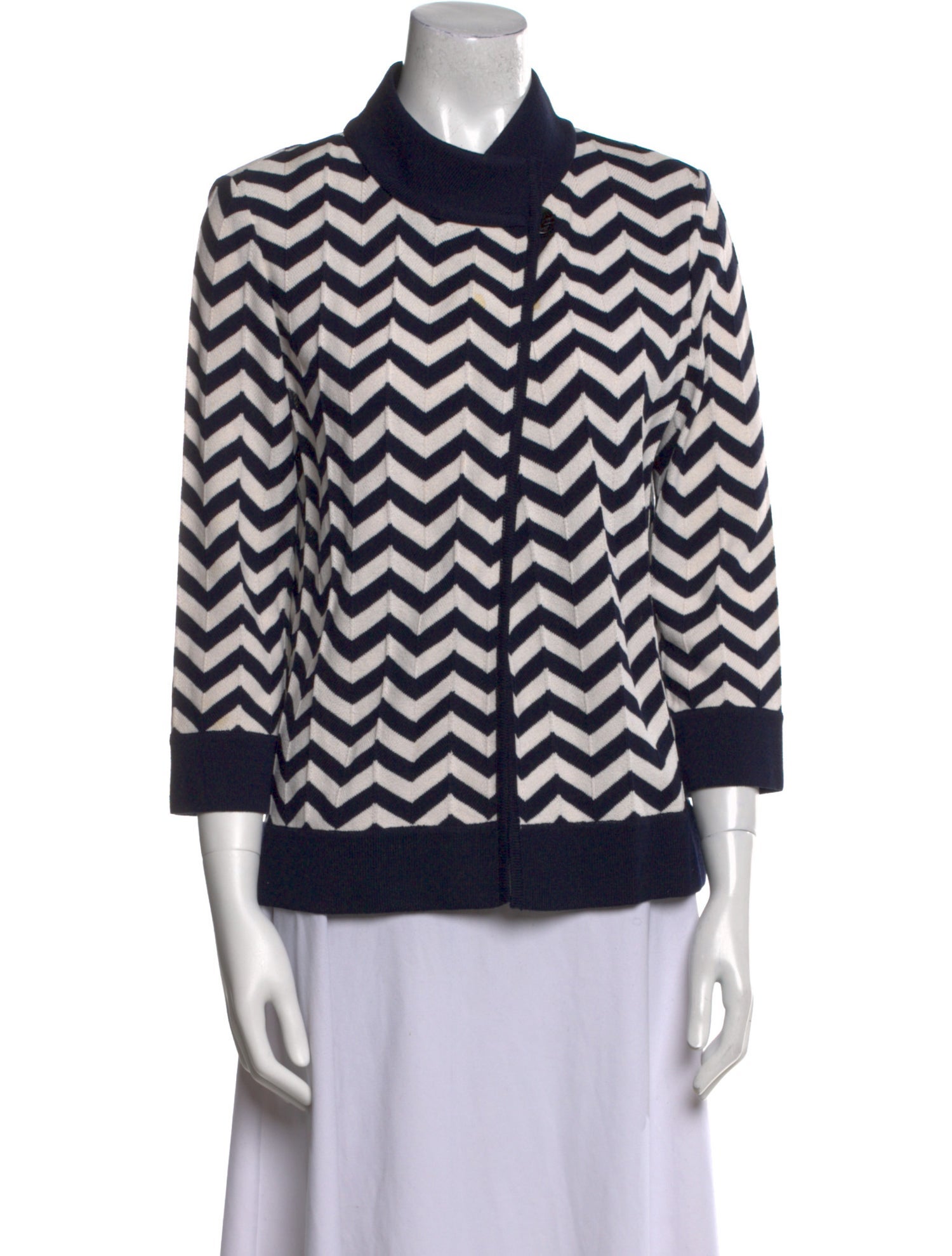St. John Striped Mock Neck Sweater