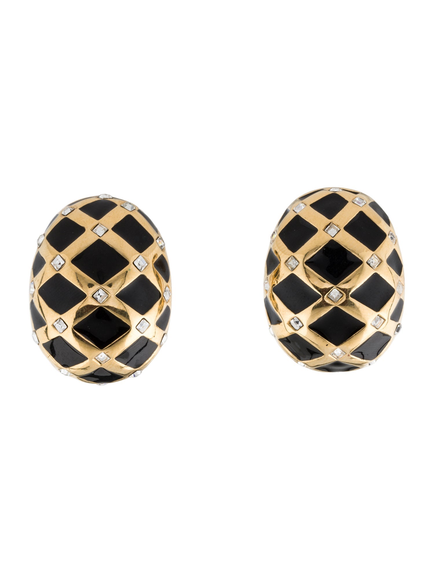 St. John Crystal & Enamel Clip-On Earrings