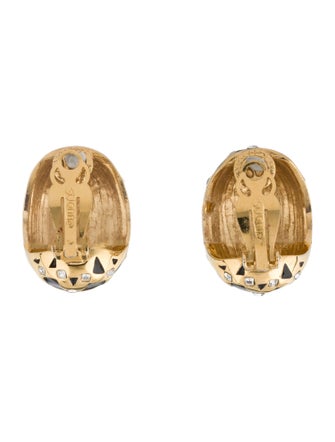 St. John Crystal & Enamel Clip-On Earrings