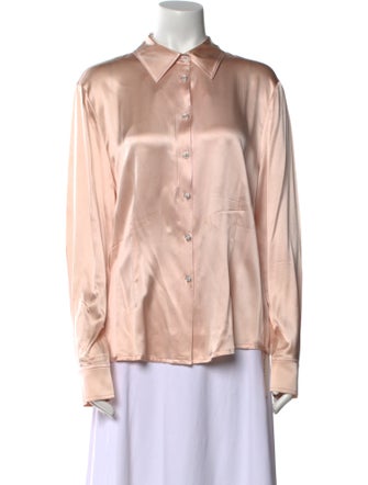 St. John Silk Long Sleeve Button-Up Top