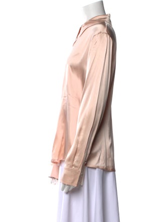 St. John Silk Long Sleeve Button-Up Top
