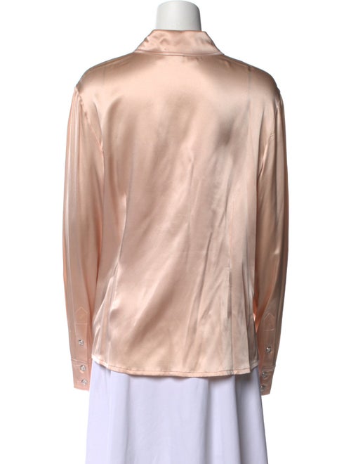 St. John Silk Long Sleeve Button-Up Top