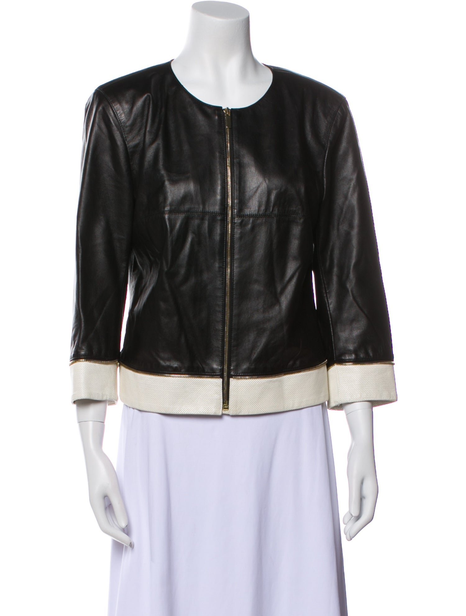 St. John Leather Bomber Jacket