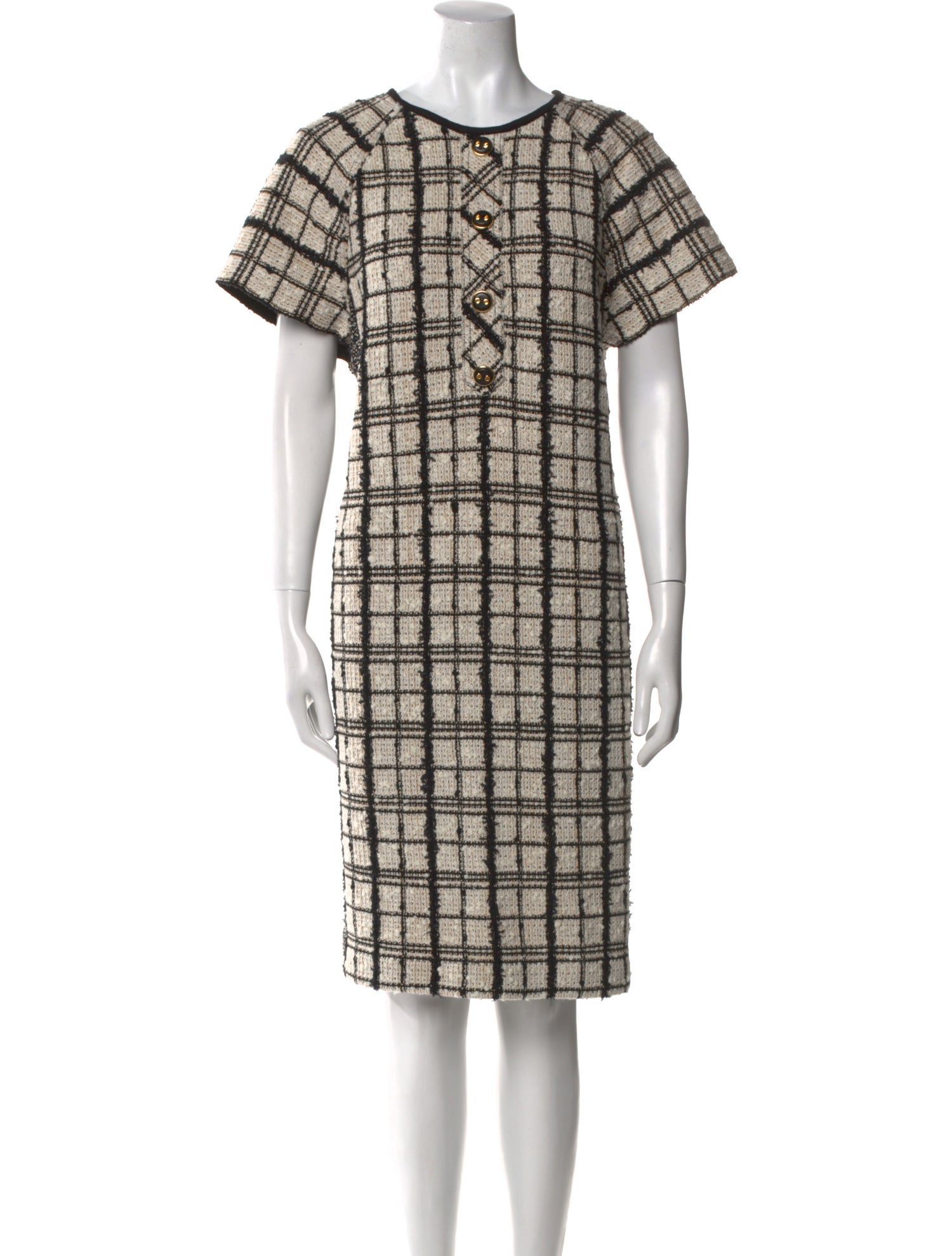 St. John Plaid Print Knee-Length Dress