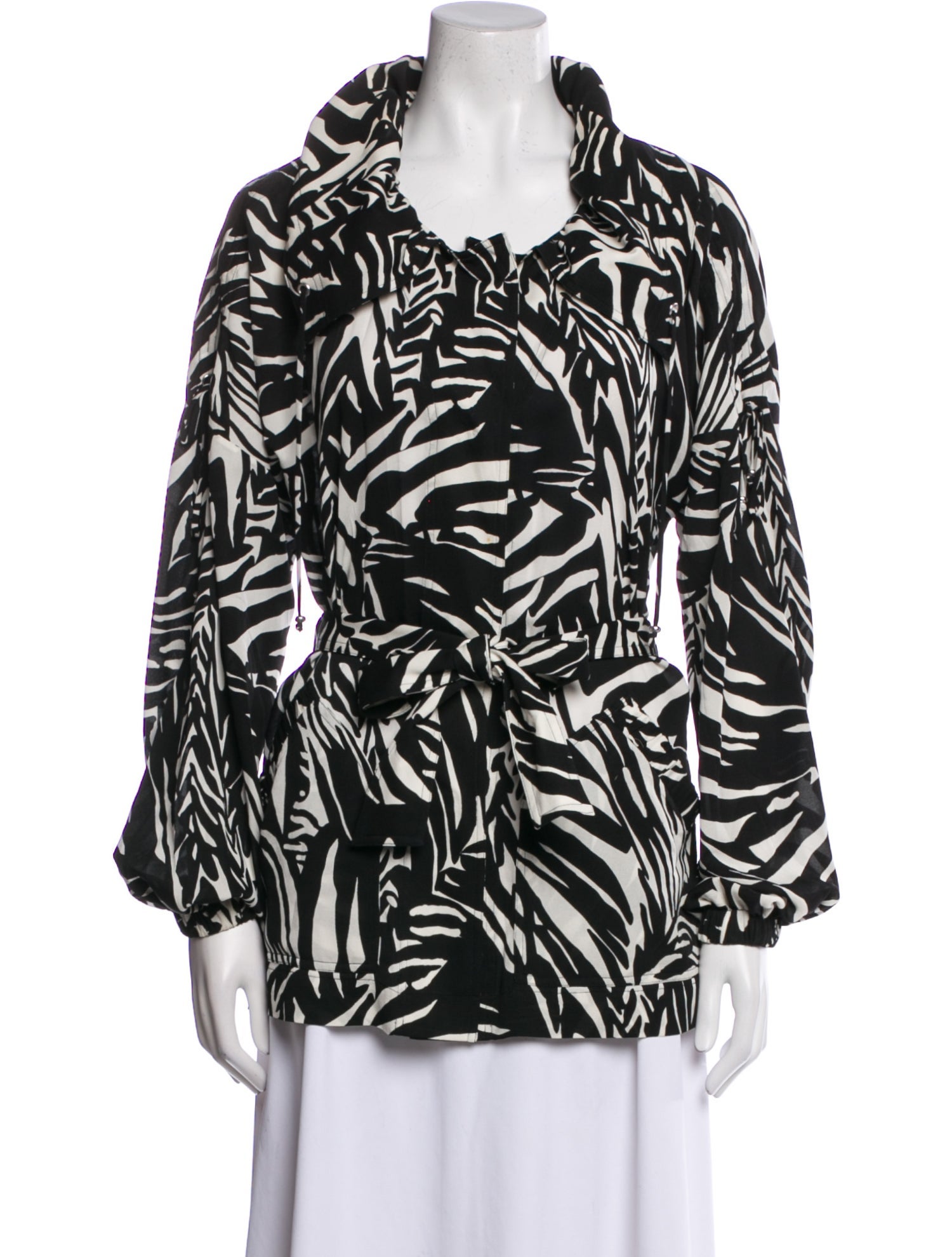 SoCa By St. John Silk Animal Print Biker Jacket