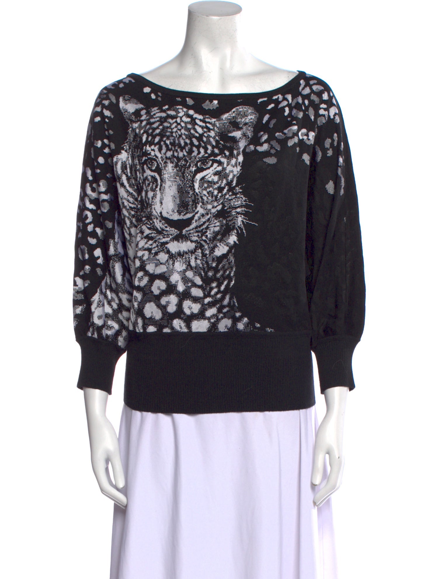 St. John Printed Bateau Neckline Sweater