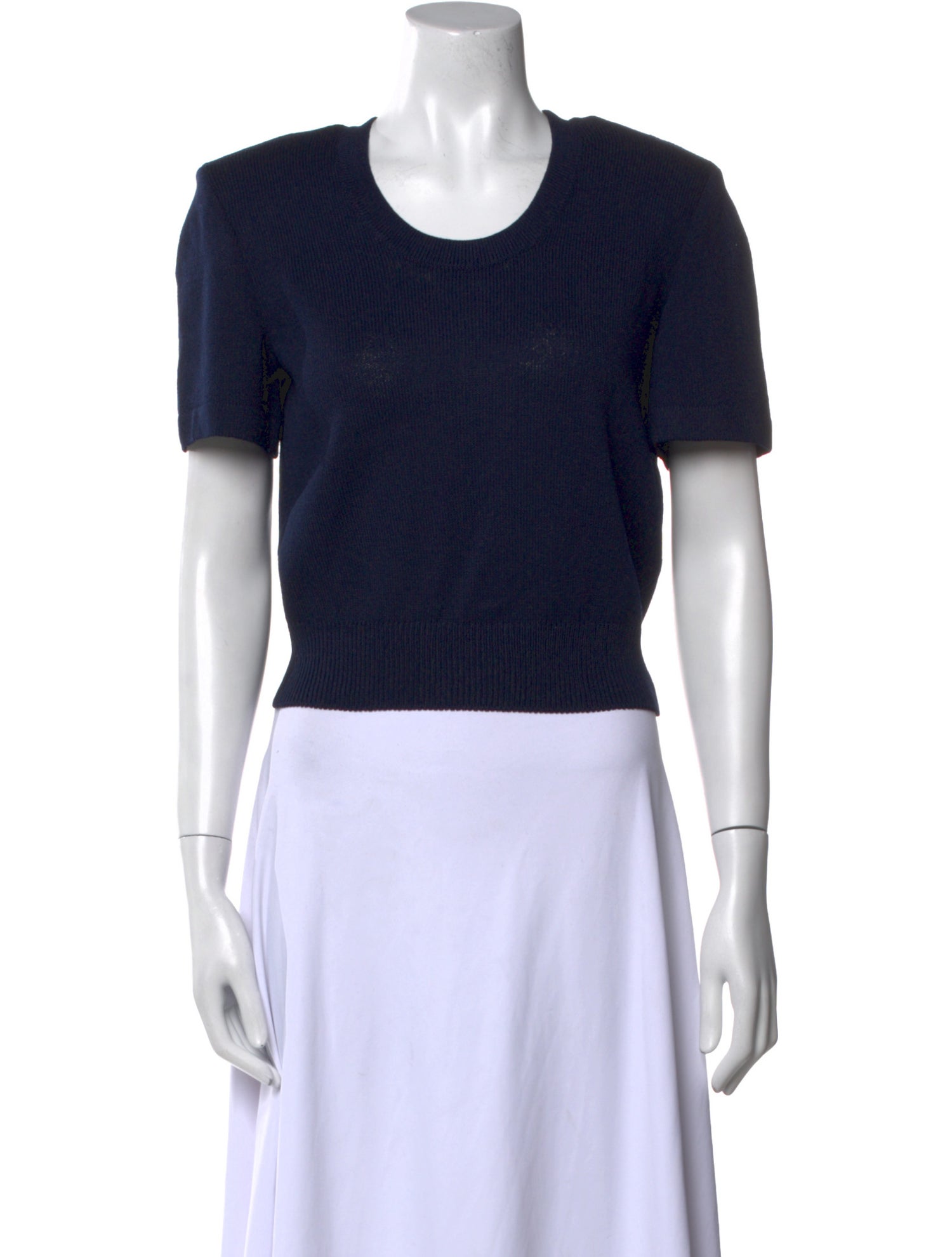 St. John Scoop Neck Short Sleeve Crop Top