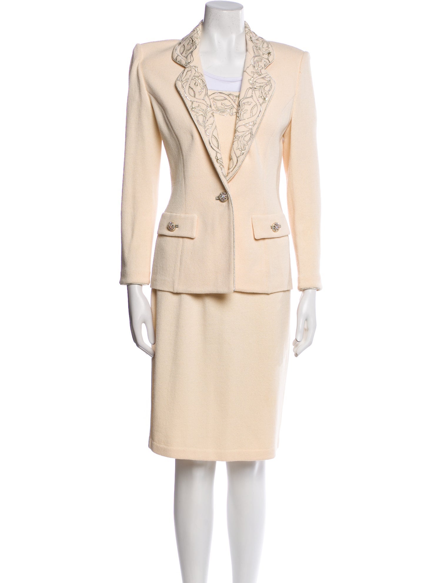 St. John Vintage Crystal Embellishments Skirt Set