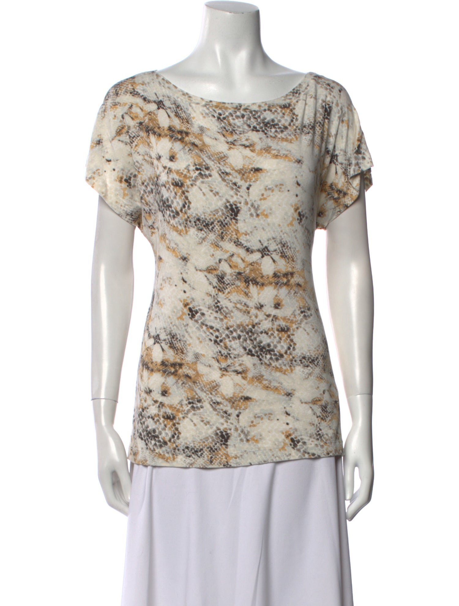 St. John Printed Cowl Neck T-Shirt