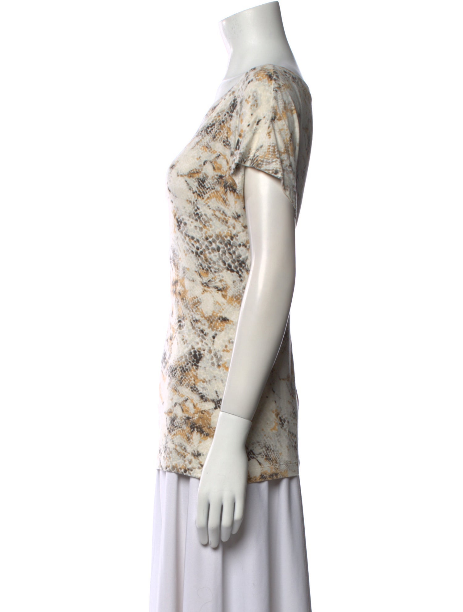 St. John Printed Cowl Neck T-Shirt