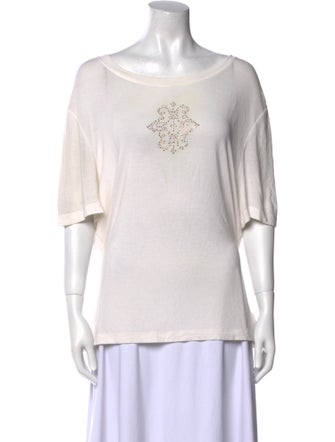 St. John Graphic Print Bateau Neckline T-Shirt