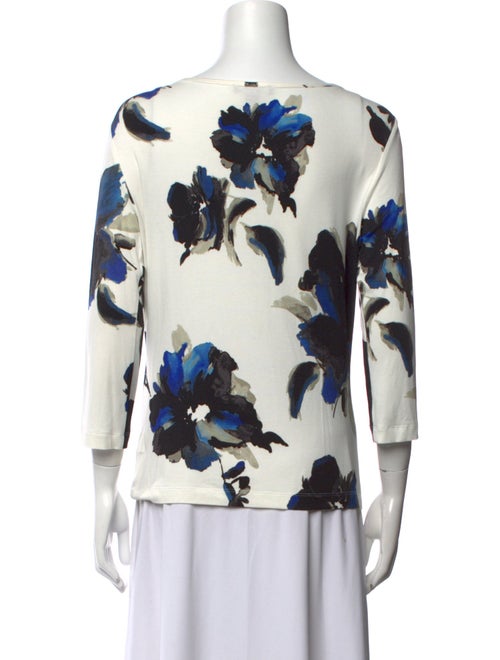 St. John Floral Print Bateau Neckline Blouse