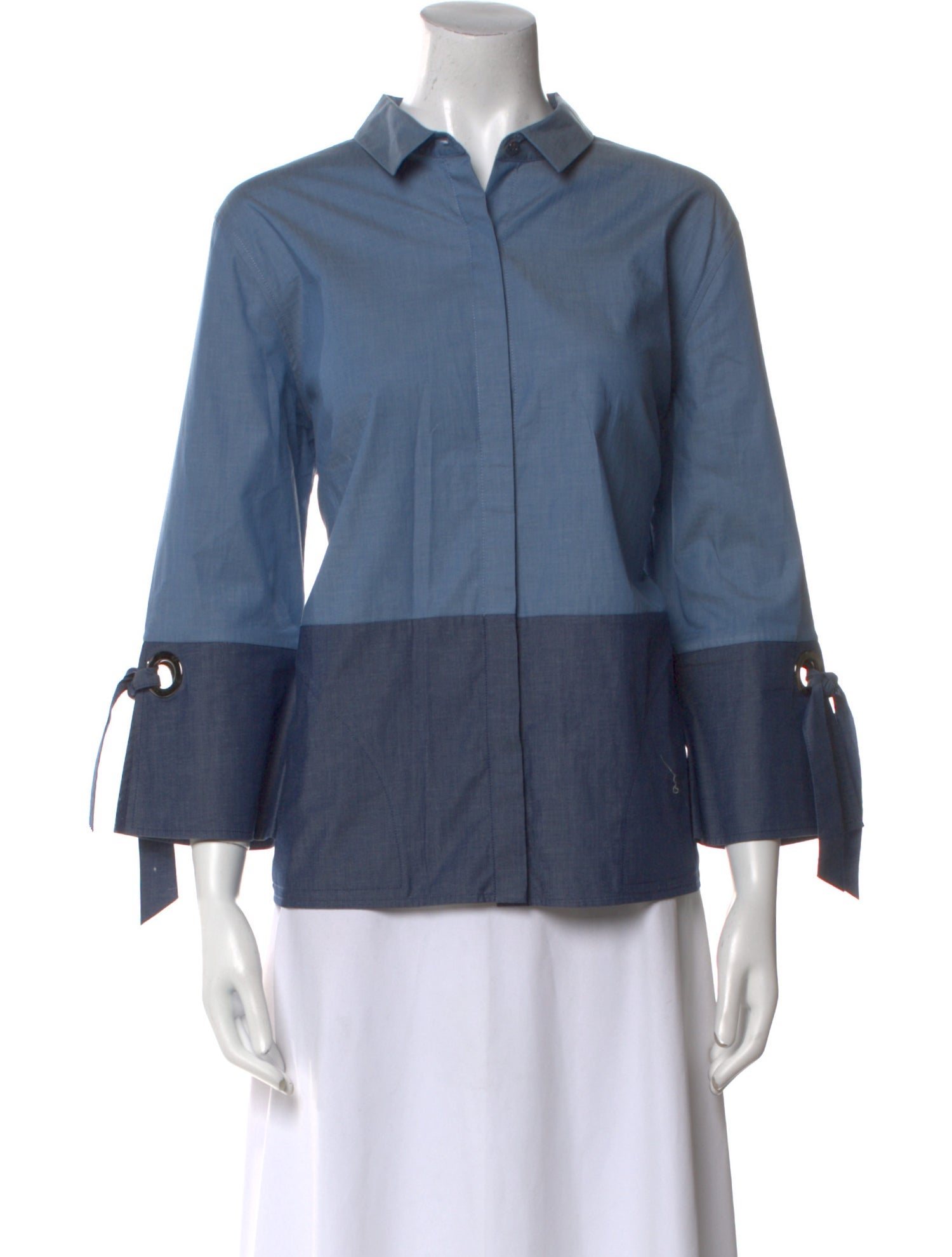 St. John Mock Neck Three-Quarter Sleeve Blouse